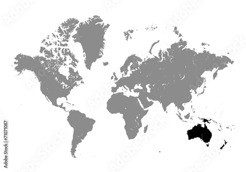 World Map on white background. map of australia