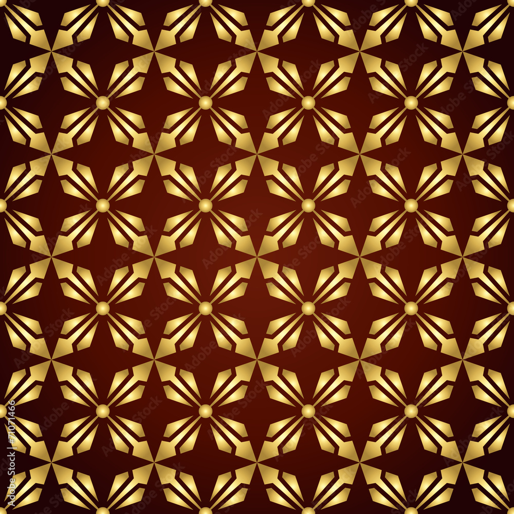 Gold Abstract Rectangle and Arrow and Circle Shape Seamless Patt