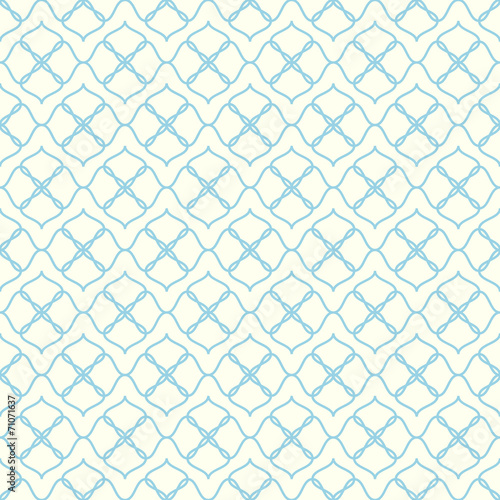 Blue Curve Flower Seamless Pattern in Vintage Style