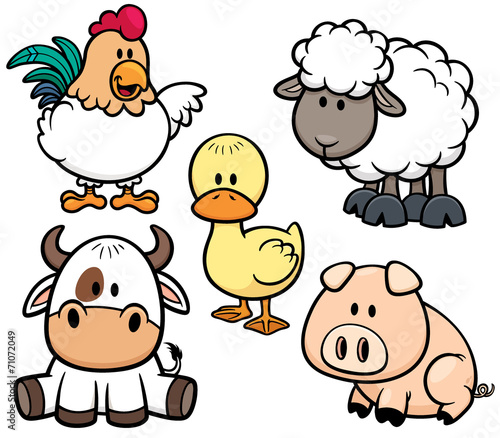 Vector Illustration of Cartoon Animals farm set