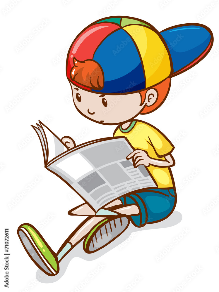 Obraz premium Boy and newspaper