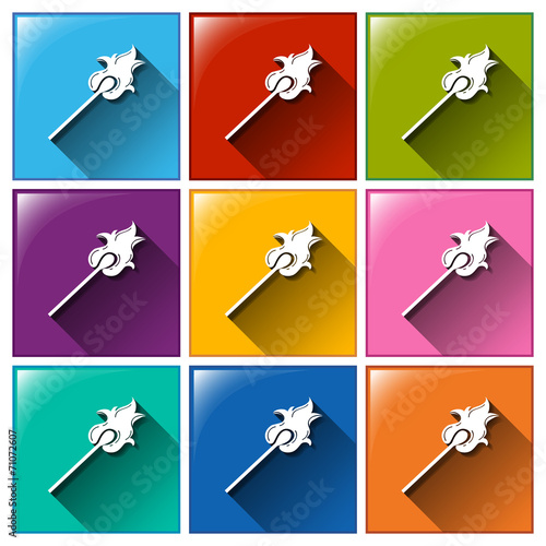 Icons with a flaming match stick