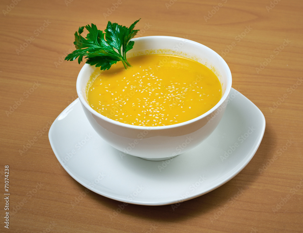 bowls of squash soup bowls of squash soup