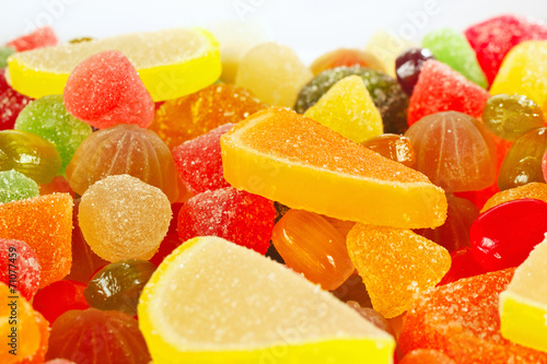 Tableau sur toile Colorful fruity candies and jujube close up