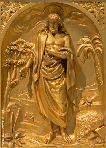 Brussels - The relief of resurrected Christ in tabernacle