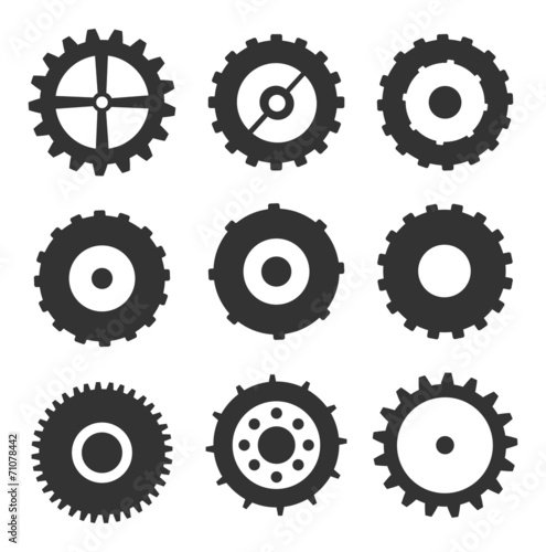 Gears Icons Set Vector Isolated On White