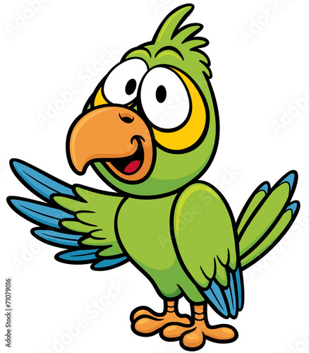 Vector illustration of cartoon Green parrot