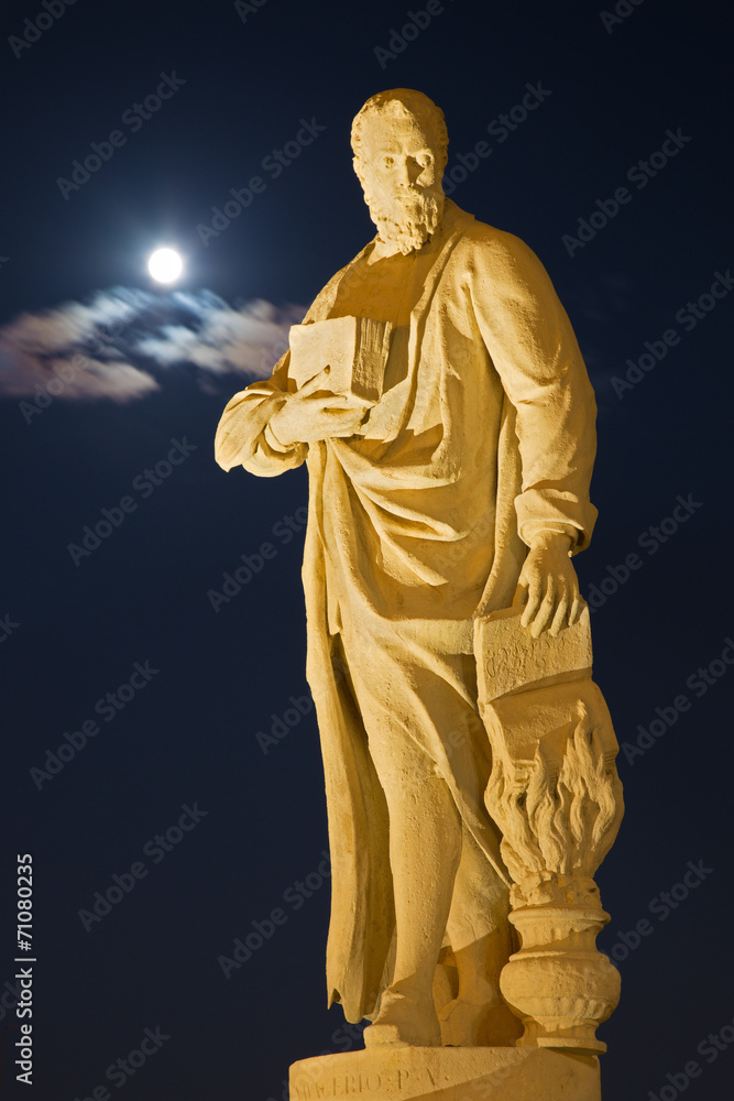 Padua - Statue on Prato della Valle at night.