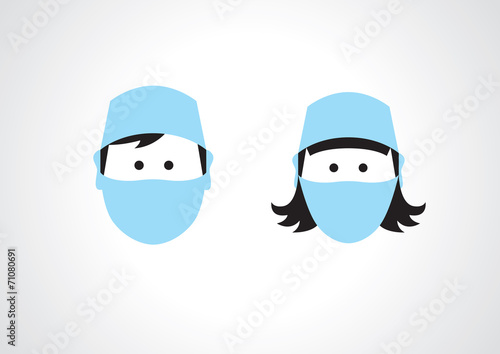 Male and female doctors in masks