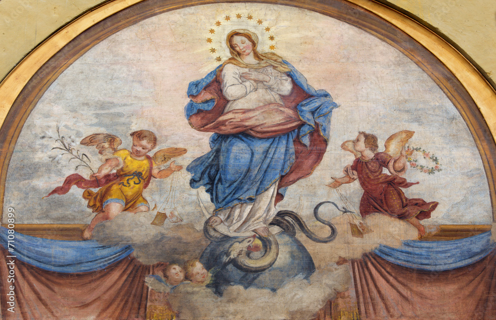 Padua - fresco of Immacolata in church Basilica del Carmine