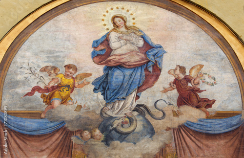 Padua - fresco of Immacolata in church Basilica del Carmine