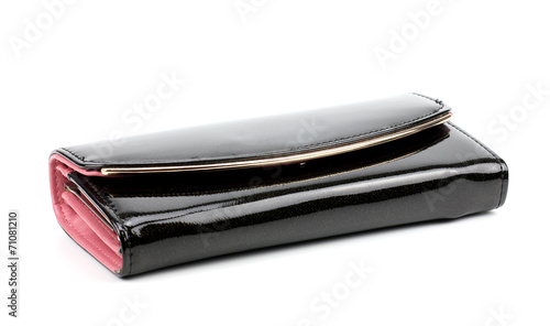 Women Black Wallet isolated on white background..