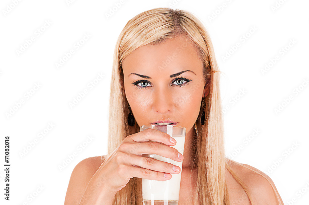 beautiful young woman drinking milk beautiful young woman drinking milk