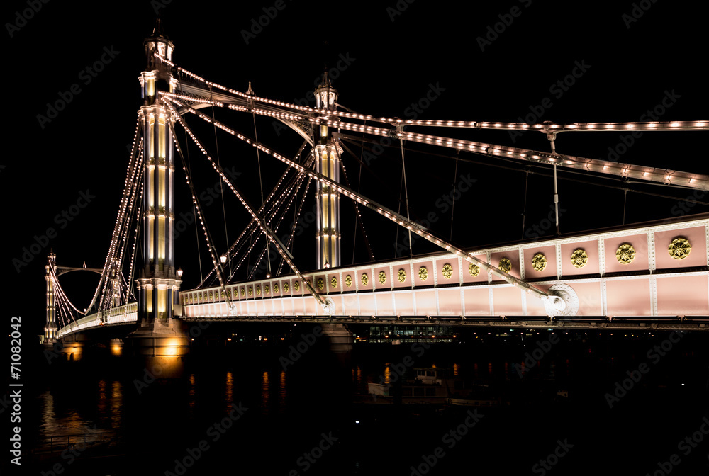 Albert's bridge  at night London United Kingdom uk