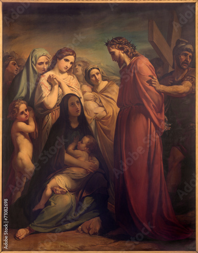 Papier peint Brussels - Paint of scene - Jesus meets the women of Jerusalem