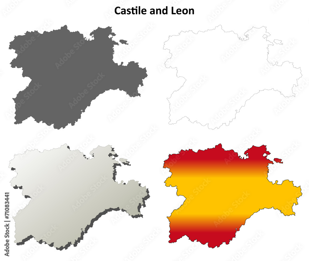 Castile and Leon blank detailed outline map set Castile and Leon blank detailed outline map set