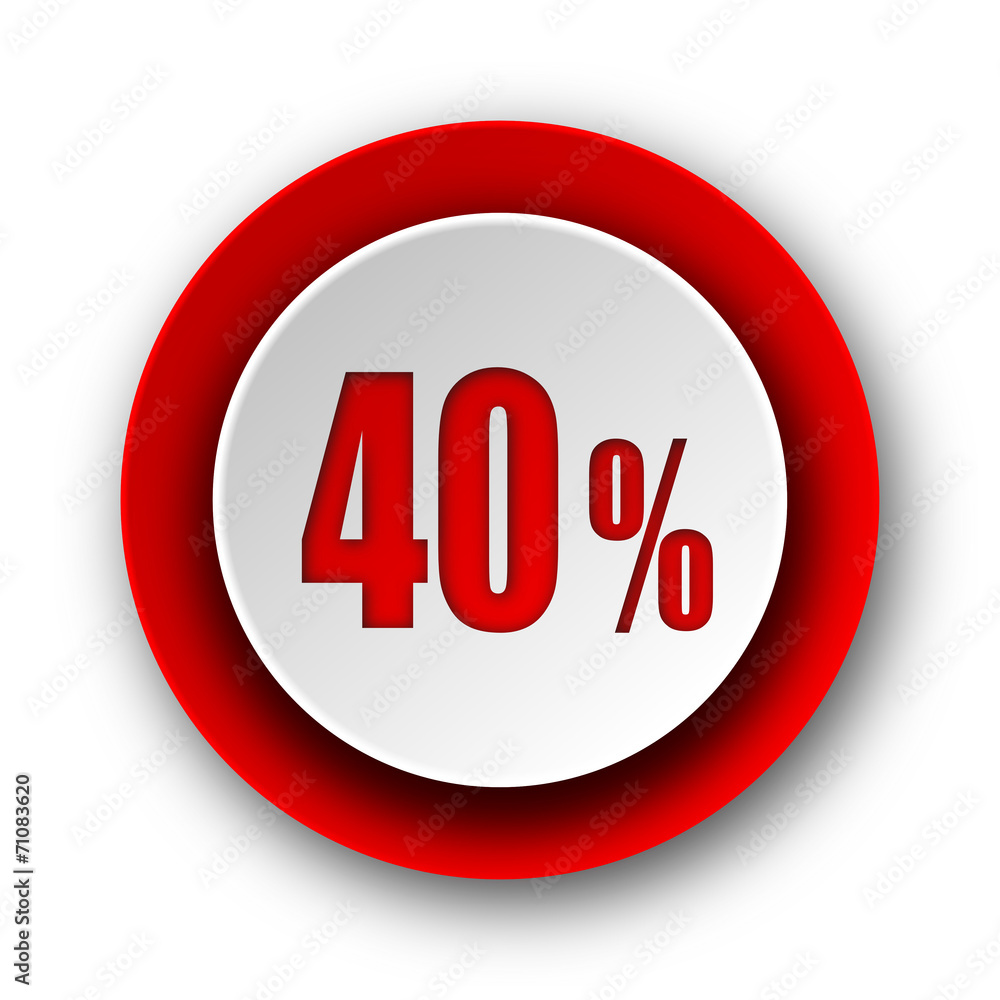 40 percent red modern web icon on white background 40 percent red modern web icon on white background