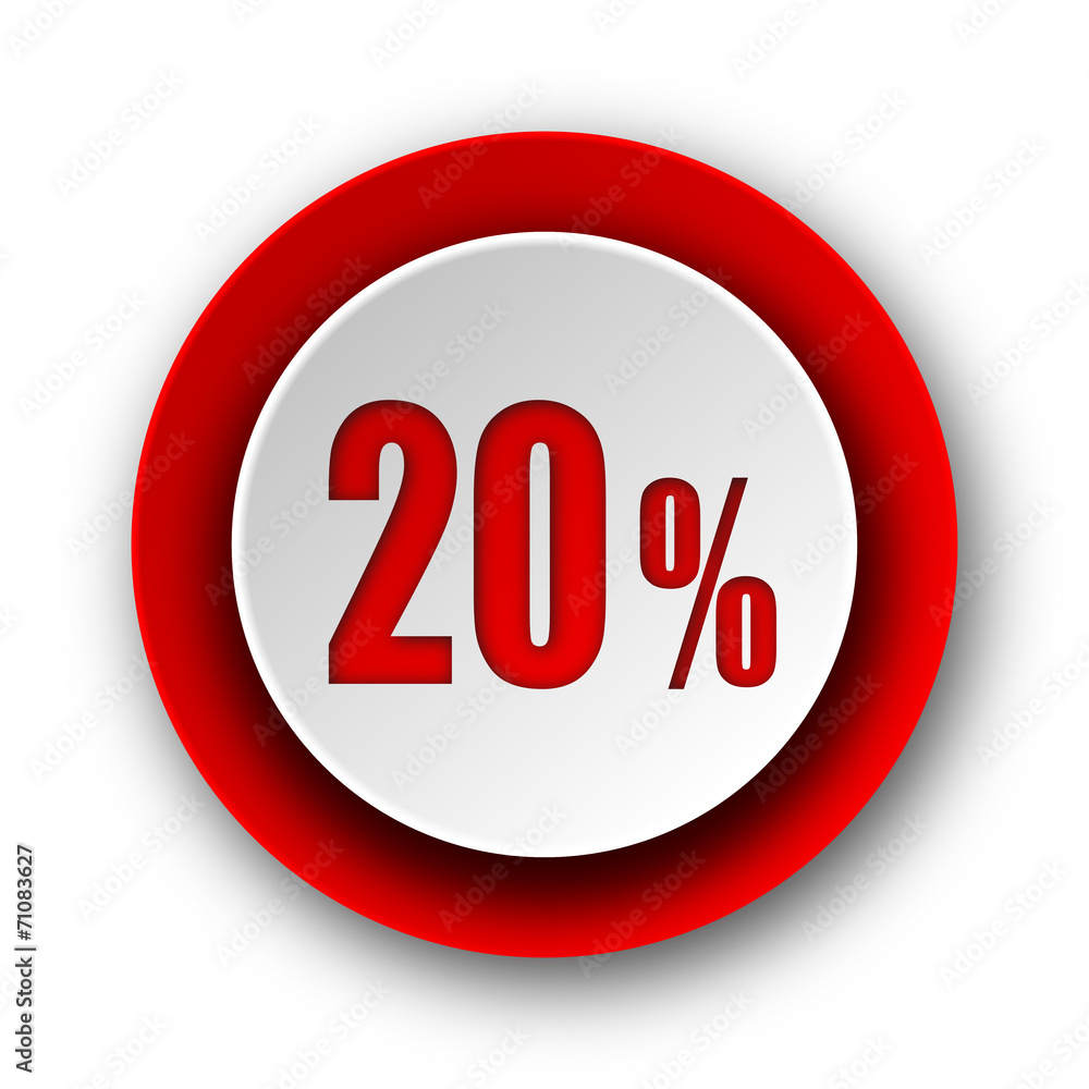 20 percent red modern web icon on white background 20 percent red modern web icon on white background