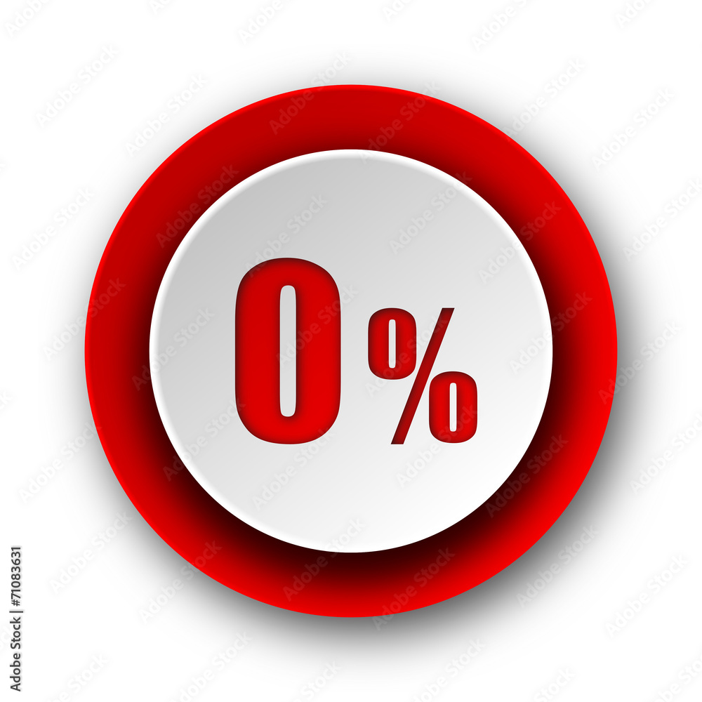 0 percent red modern web icon on white background 0 percent red modern web icon on white background