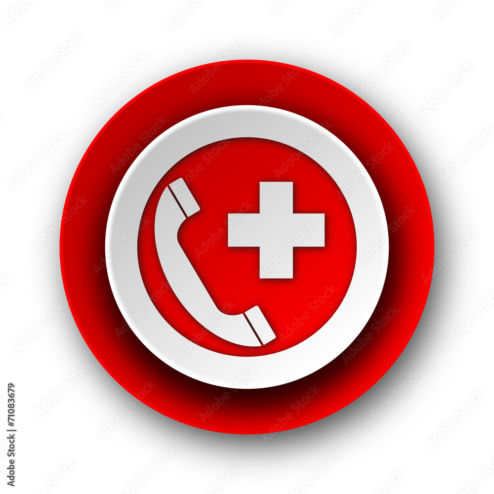 emergency call red modern web icon on white background emergency call red modern web icon on white background
