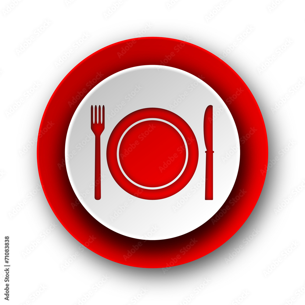 restaurant red modern web icon on white background restaurant red modern web icon on white background