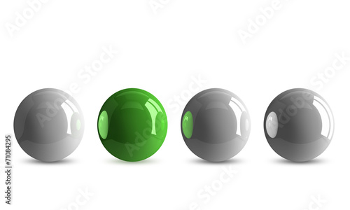 ﻿﻿﻿Green ball in row of white ones