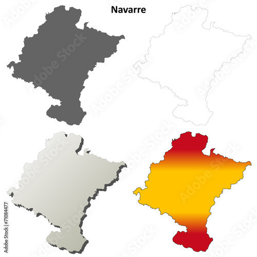 Navarre blank detailed outline map set