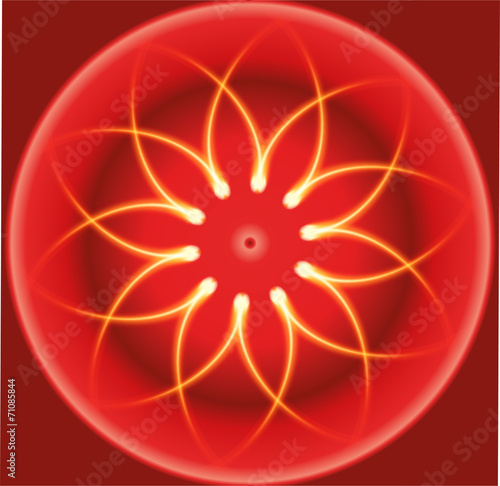 Circle flower on red background