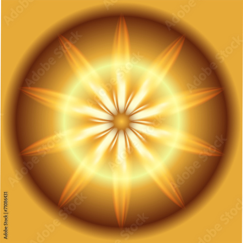 Fire flower on golden background
