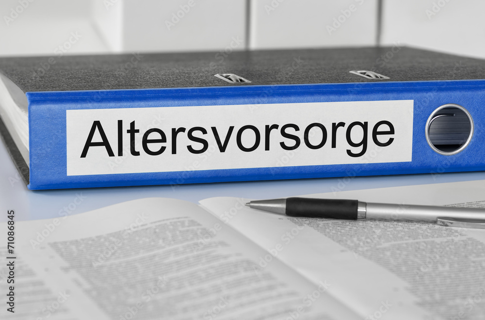 Aktenordner mit der Beschriftung Altersvorsorge Aktenordner mit der Beschriftung Altersvorsorge