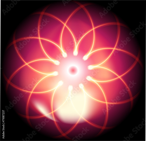 Glossy flower fire on dark purple background