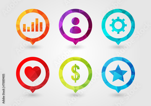 Pin Icon set for business. User Setting Chart Money Star Favouri photo