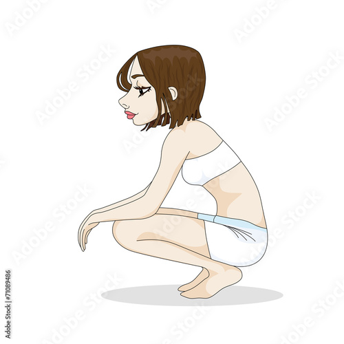 Junge Frau, hockend