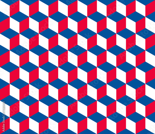 Seamless hexagonal - cube pattern in colors of the Czech Rep.