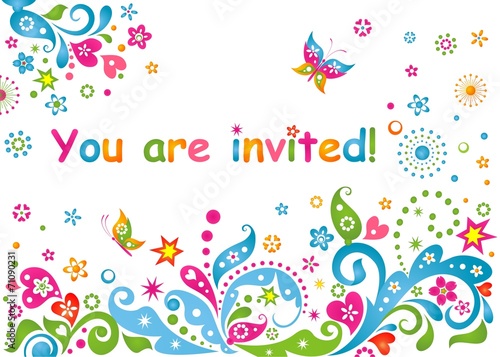 Funny colorful childish invitation