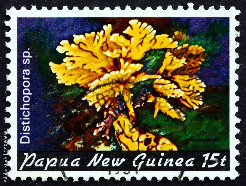 Fototapeta premium Postage stamp Papua New Guinea 1982 Distichopora, Coral