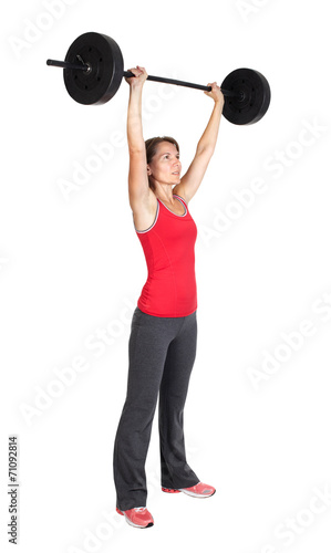 Fitness woman with barbell