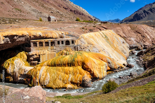 Gorgeous Puente del Inca ruins between Chile and Argentina photo