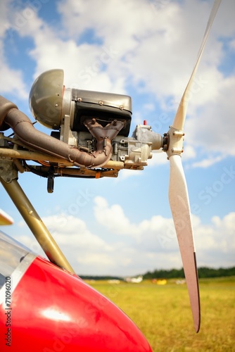 Ultralight plane engine closeup
