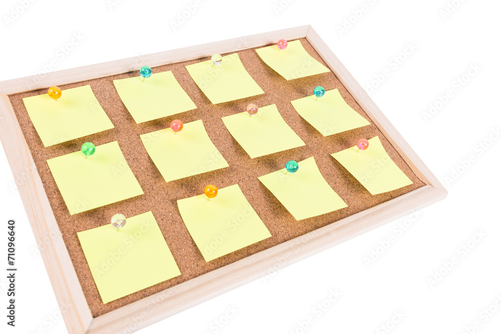 cork board with blank notes isolated on white cork board with blank notes isolated on white