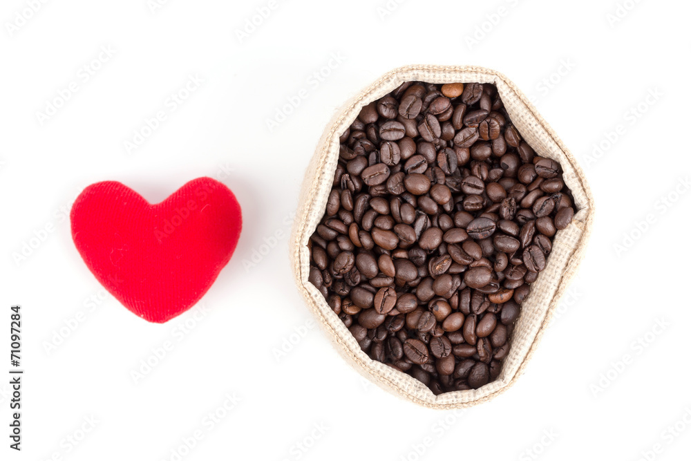 coffee beans in bag isolated on white background coffee beans in bag isolated on white background