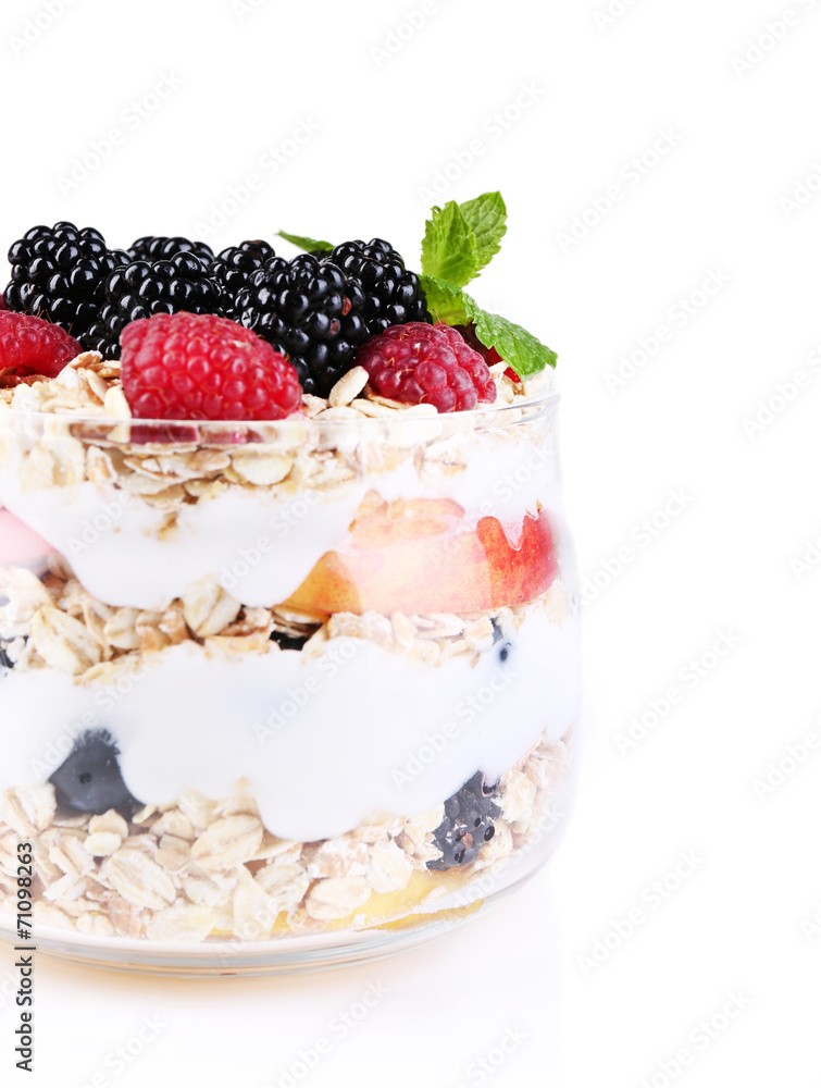 Healthy breakfast - yogurt with fresh fruit, berries and Healthy breakfast - yogurt with fresh fruit, berries and