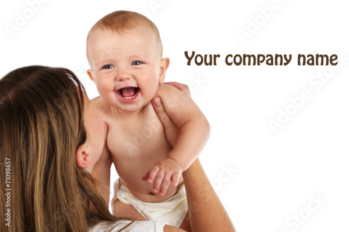 Cute baby boy with mom isol...