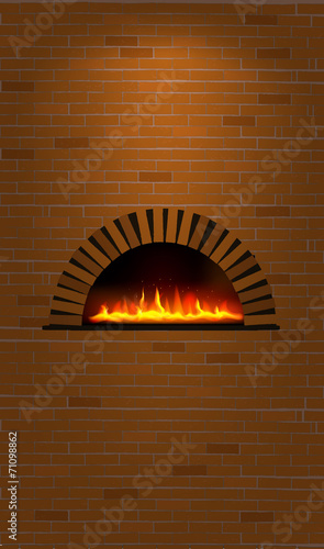 Pared de Ladrillo con Horno para Pizzas