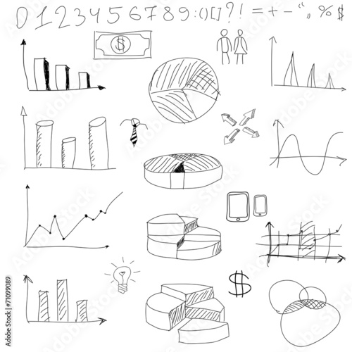 Hand draw doodle web charts business photo