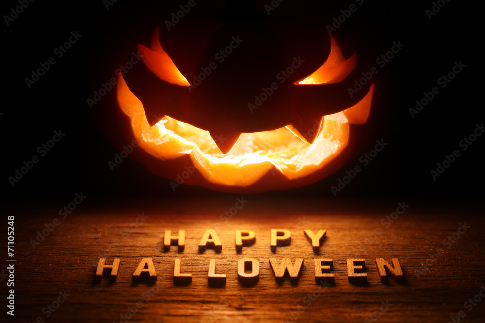 Spooky Halloween Background With Jack O Lantern Stock Photo Adobe Stock Spooky Halloween Background With Jack O Lantern Stock Photo Adobe Stock