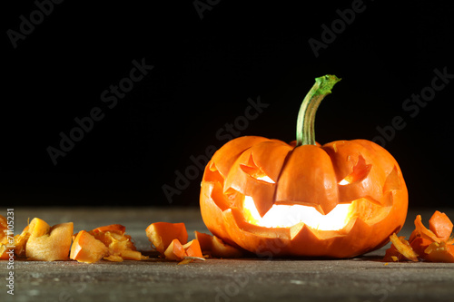 Carved Halloween jack o' lantern