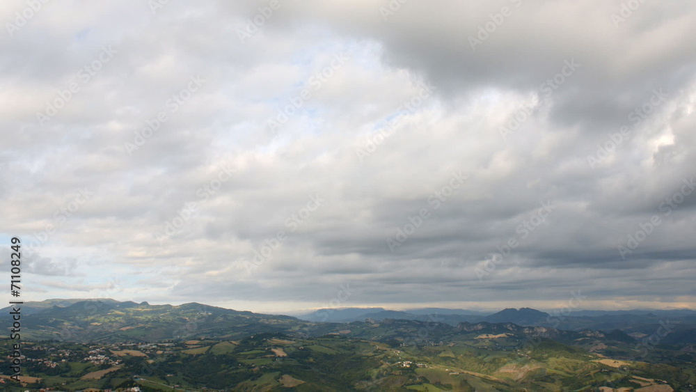 Beautiful Italian landscape. View from heights of San Marino Beautiful Italian landscape. View from heights of San Marino