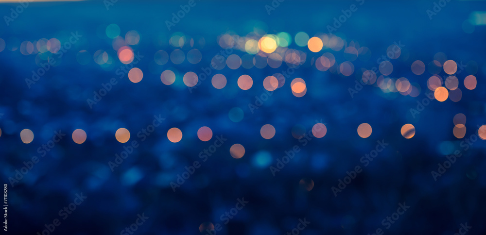 city blurring lights abstract circular bokeh blue background wit - obrazy, fototapety, plakaty 