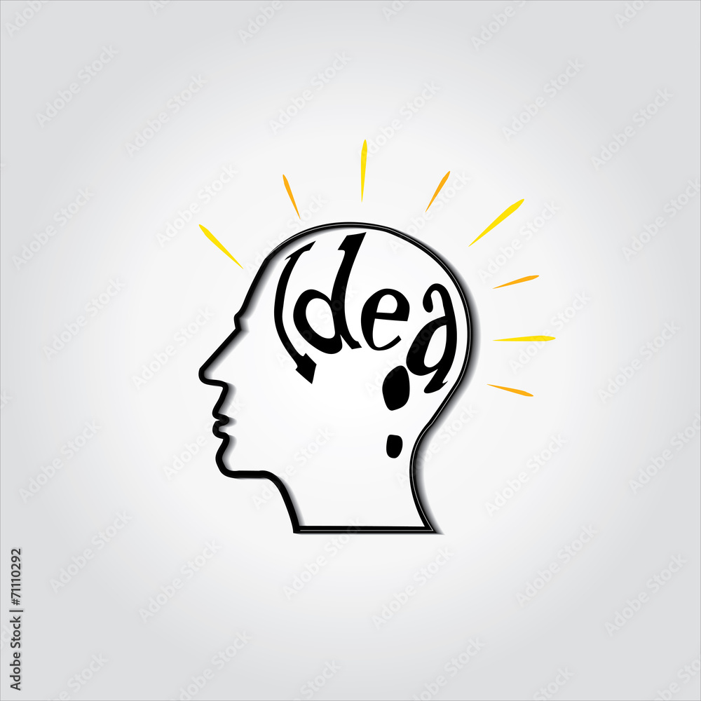 Idea,brain , vector concept of human thinking Idea,brain , vector concept of human thinking